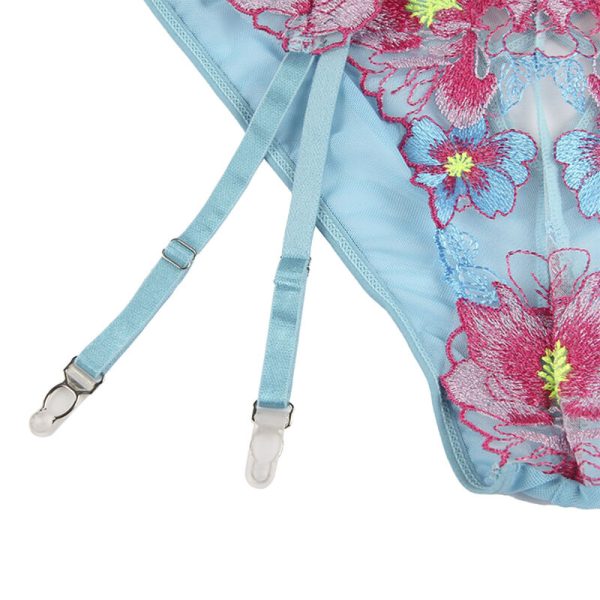 SUBBLIME - 954116 SUTIÃ + CALCINHA COM CINTO-LIGA DESIGN FLORAL AZUL L/XL - Imagen 6