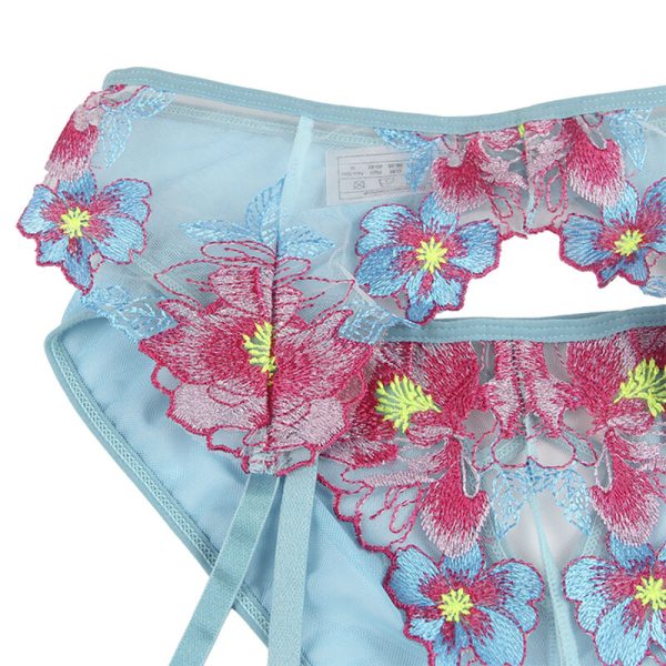 SUBBLIME - 954116 SUTIÃ + CALCINHA COM CINTO-LIGA DESIGN FLORAL AZUL L/XL - Imagen 8