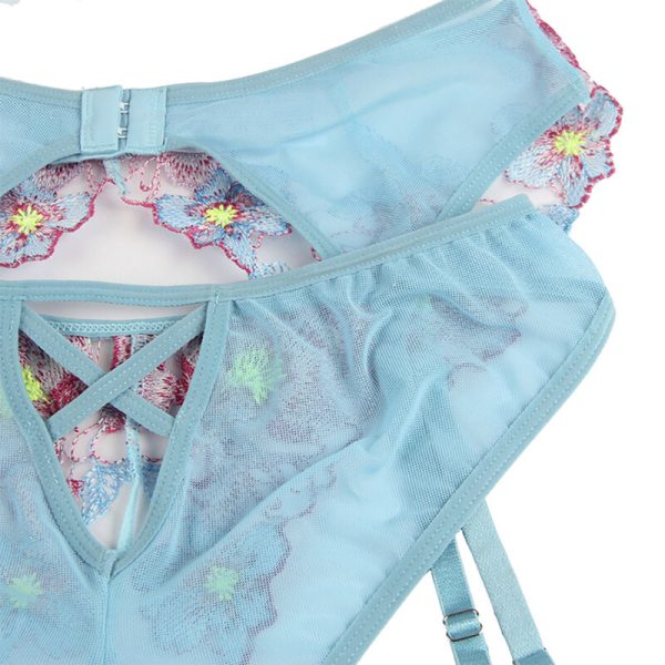 SUBBLIME - 954116 SUTIÃ + CALCINHA COM CINTO-LIGA DESIGN FLORAL AZUL L/XL - Imagen 7