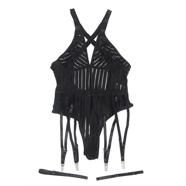 SUBBLIME - 954147 BODY COM CINTA-LIGA PRETO S/M - Imagen 5