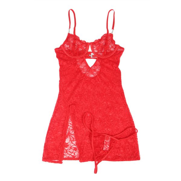 SUBBLIME - 954215 BABYDOLL DE RENDA COM ALÃAS AJUSTÃVEIS VERMELHO L/XL - Imagen 4