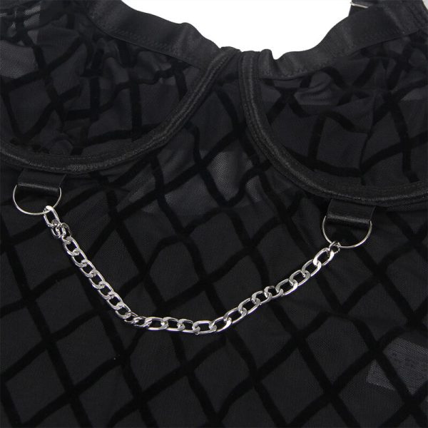 SUBBLIME - 954260 BODY COM CORRENTES + CINTA-LIGA PRETO S/M - Imagen 9