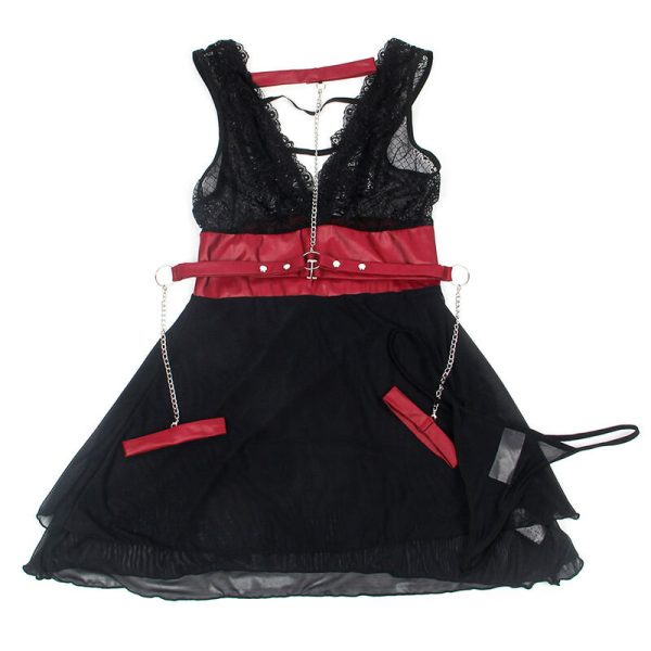SUBBLIME - 954420 VESTIDO BONDAGE DE RENDA PRETO S/M - Imagen 7