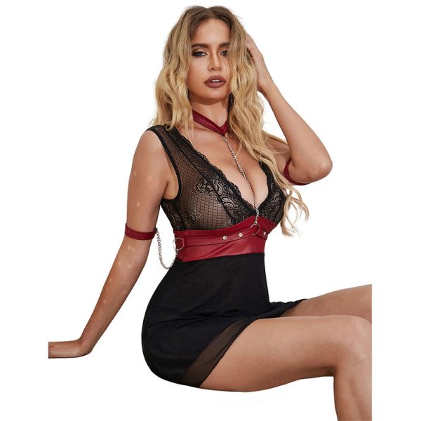 SUBBLIME - 954420 VESTIDO BONDAGE DE RENDA PRETO S/M - Imagen 4
