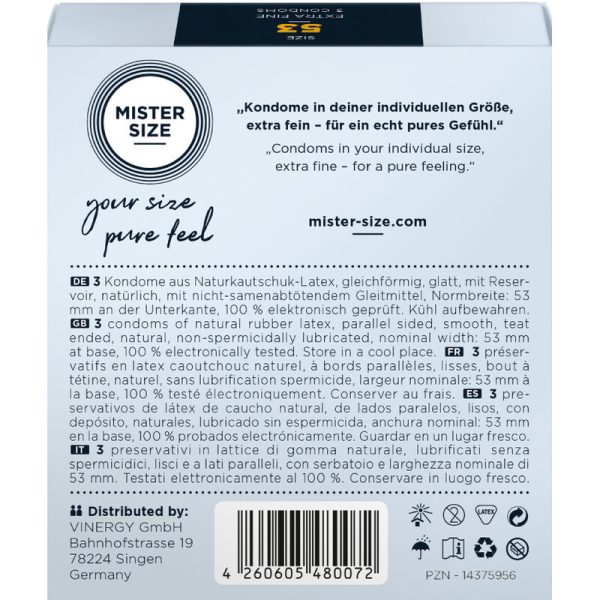 MISTER SIZE - PRESERVATIVO TAMANHO M 53 MM (3 UNIDADES) - Imagen 3
