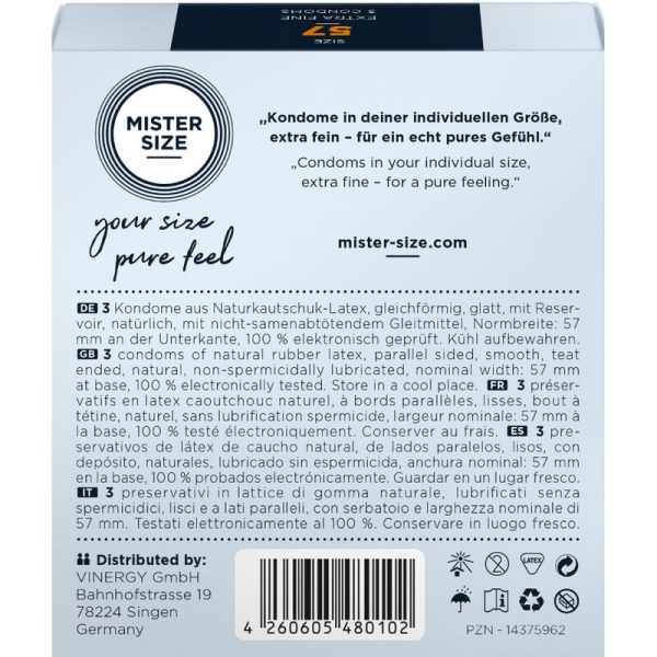 MISTER SIZE - PRESERVATIVO TAMANHO L 57 MM (3 UNIDADES) - Imagen 3