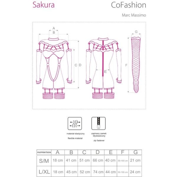 LIVCO CORSETTI FASHION - SAKURA CF 90357 MACACÃO + LUVAS COMPRIDAS + CINTO-LIGA PRETO S/M - Imagen 4
