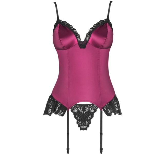 LIVCO CORSETTI FASHION - AGRAFENA CF 90436 CORSET + TANGA BORGONHA S/M - Imagen 4