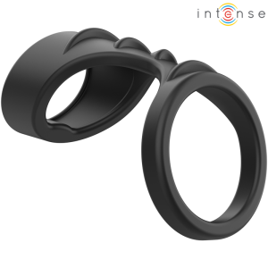 INTENSE - THEO ANEL DE SILICONE DUPLO PARA PÃNIS MODELO 3 PRETO
