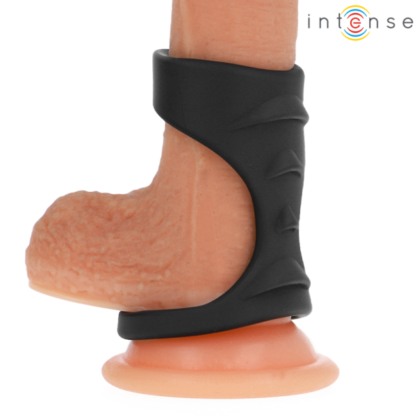 INTENSE - THEO ANEL DE SILICONE DUPLO PARA PÃNIS MODELO 3 PRETO - Imagen 2