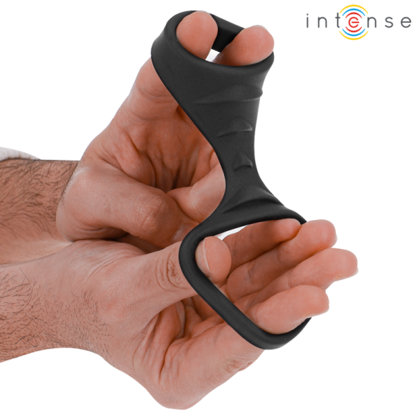 INTENSE - THEO ANEL DE SILICONE DUPLO PARA PÃNIS MODELO 3 PRETO - Imagen 4
