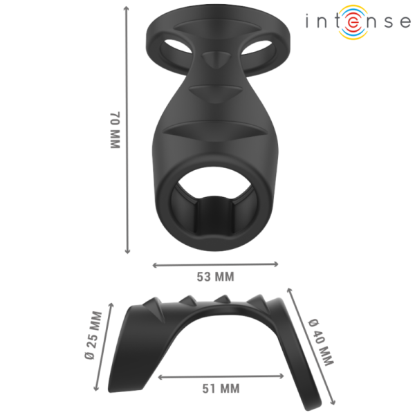 INTENSE - THEO ANEL DE SILICONE DUPLO PARA PÃNIS MODELO 3 PRETO - Imagen 3