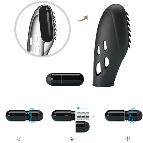 PRETTY LOVE - VIBRADOR DE DEDO DE SILICONE GILO PRETO - Imagen 7