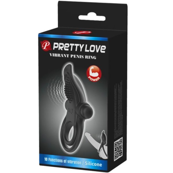 PRETTY LOVE - ANEL VIBRATÃRIO DUPLO + ESTIMULADOR DE CLITÃRIS 10 VIBRAÃÃES PRETO - Imagen 7