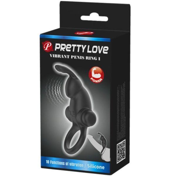 PRETTY LOVE - ANEL VIBRATÃRIO + ESTIMULADOR DE CLITÃRIS DE COELHO 10 VIBRAÃÃES PRETO - Imagen 6