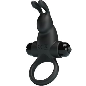 PRETTY LOVE - ANEL VIBRATÃRIO + ESTIMULADOR DE CLITÃRIS DE COELHO 10 VIBRAÃÃES PRETO