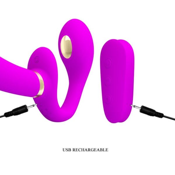 PRETTY LOVE - THUNDERBIRD VIBRADOR DUPLO STRAP-ON CONTROLE REMOTO ROXO - Imagen 6