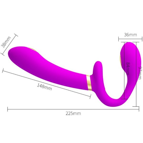 PRETTY LOVE - THUNDERBIRD VIBRADOR DUPLO STRAP-ON CONTROLE REMOTO ROXO - Imagen 4