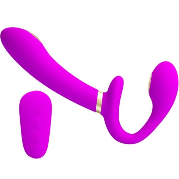 PRETTY LOVE - THUNDERBIRD VIBRADOR DUPLO STRAP-ON CONTROLE REMOTO ROXO - Imagen 2