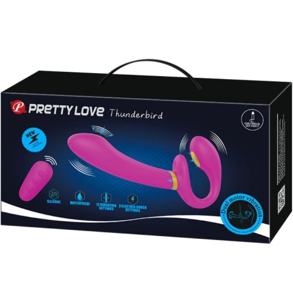 PRETTY LOVE - THUNDERBIRD VIBRADOR DUPLO STRAP-ON CONTROLE REMOTO ROXO - Imagen 7