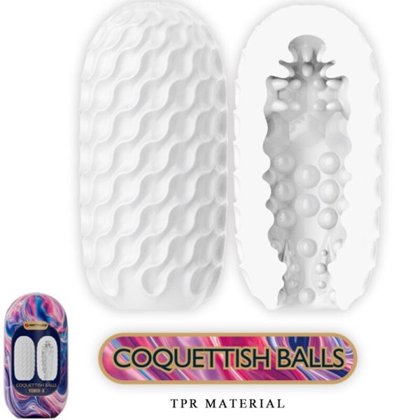 PRETTY LOVE - MASTURBADOR MASCULINO DE SILICONE COQUETTISH BALLS BRANCO - Imagen 2