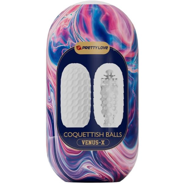 PRETTY LOVE - MASTURBADOR MASCULINO DE SILICONE COQUETTISH BALLS BRANCO - Imagen 4
