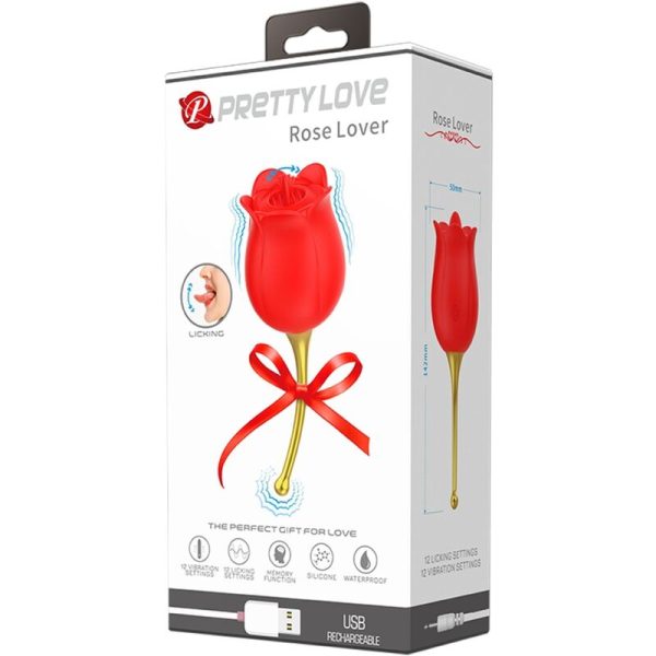 PRETTY LOVE - ESTIMULADOR DE CLITÃRIS ROSE LOVER 12 VIBRAÃÃES VERMELHO - Imagen 6