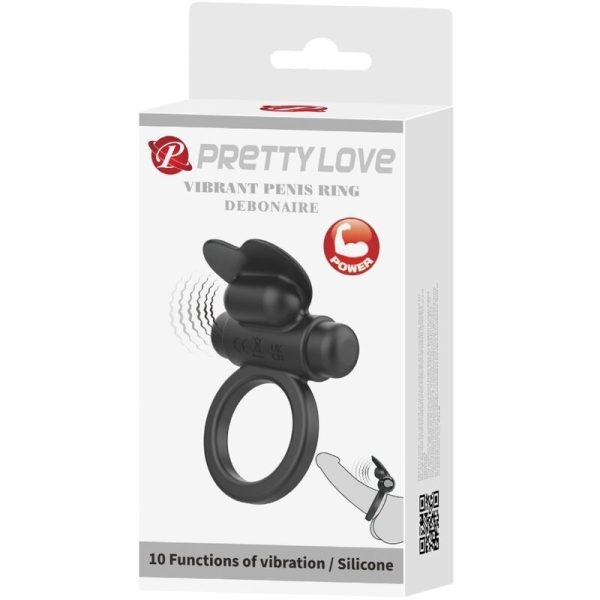 PRETTY LOVE - ANEL VIBRATÃRIO DEBONAIRE COELHO 10 VIBRAÃÃES PRETO - Imagen 7