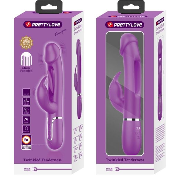 PRETTY LOVE - KAMPAS 3 EM 1 MULTIFUNCIONAL COELHO VIBRADOR ROXO - Imagen 8