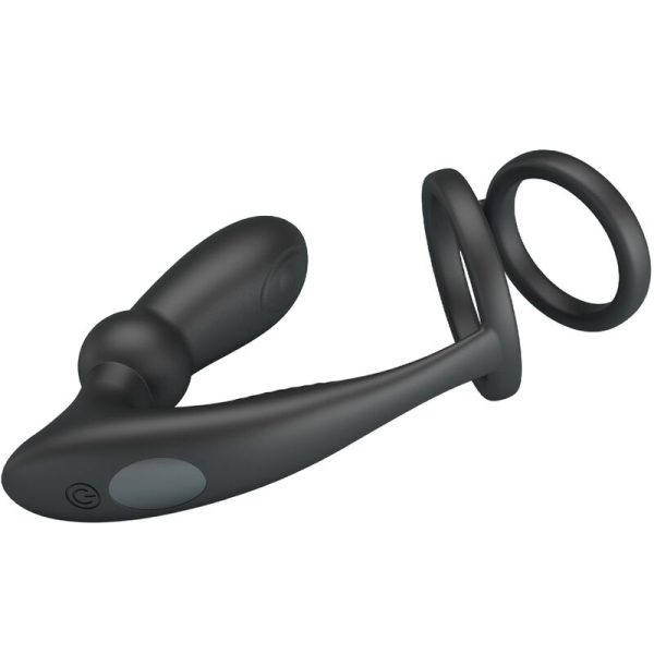 PRETTY LOVE - ANEL PENIS EMONI + PLUG ANAL 12 VIBRAÃÃES PRETO - Imagen 4