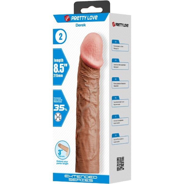 PRETTY LOVE - MANGA DE PÃNIS DEREK COM EXTENSÃO DE 7,6 CM MULATO - Imagen 5