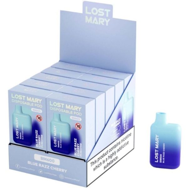 LOST MARY - BM600 NICOTINA VAPER 2% DESCARTÃVEL AZUL RAZZ CHERRY - Imagen 2