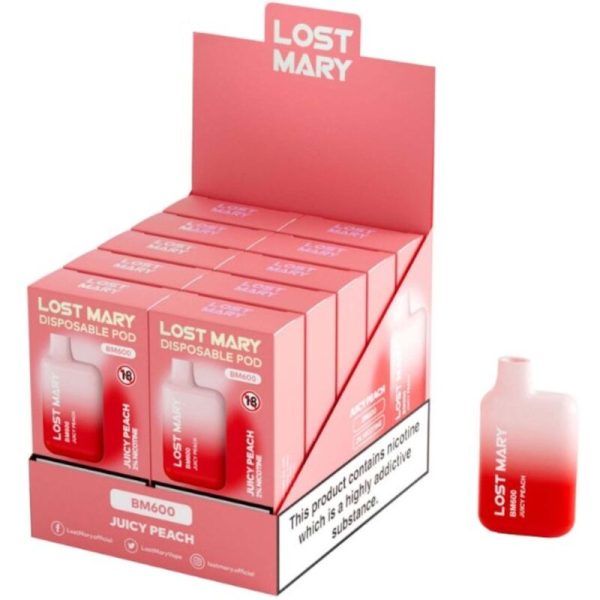 LOST MARY - BM600 NICOTINE VAPER 2% DESCARTÃVEL JUICY PEACH - Imagen 2