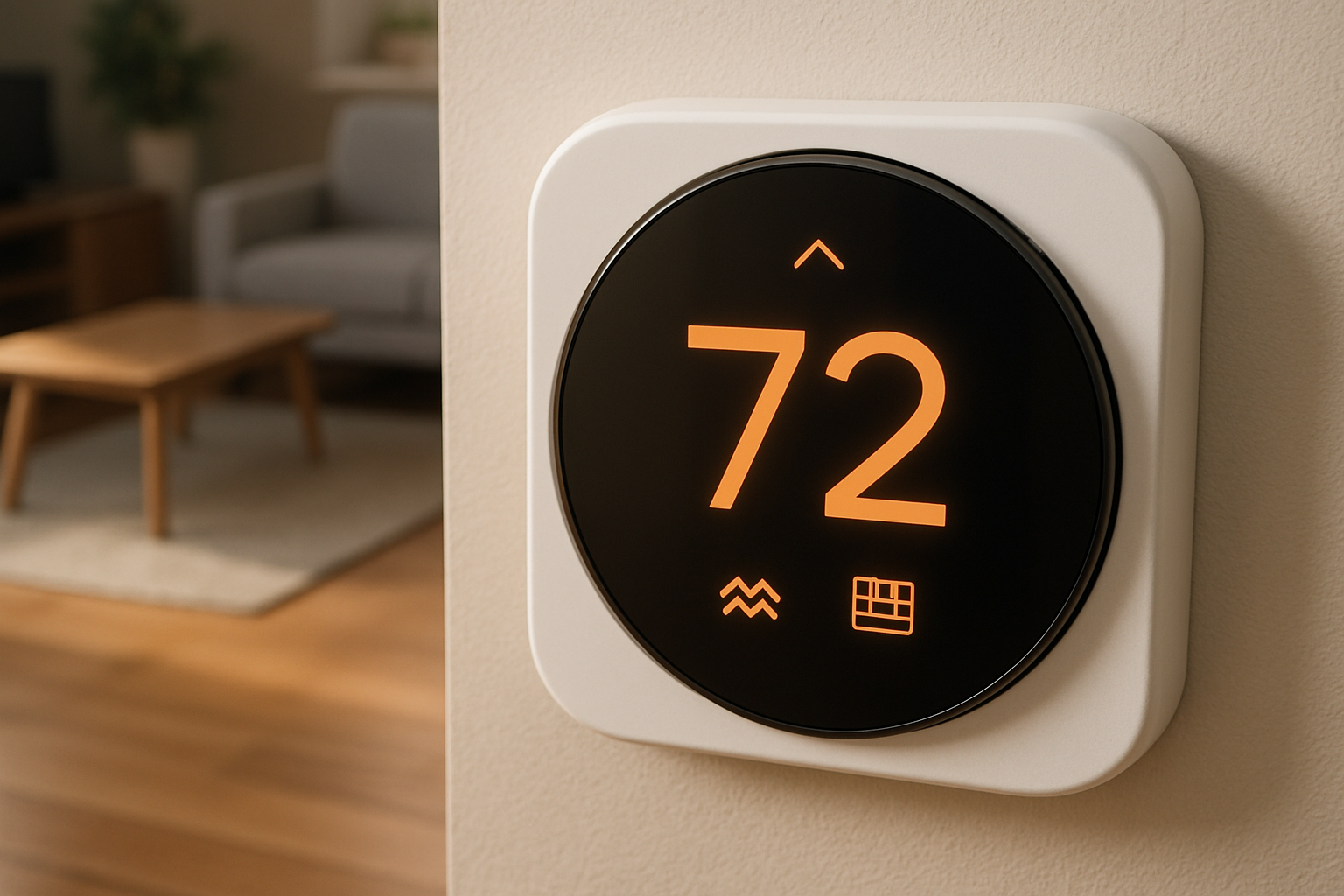 Smart thermostat control for underfloor heating in a modern home setting.