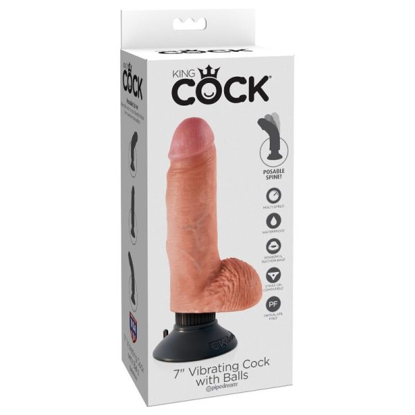 KING COCK 17,78 CM VIBRANTE GALO COM BOLAS CARNE - Image 7