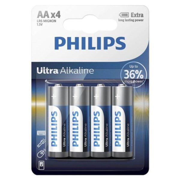 BATERIA PHILIPS ULTRA ALCALINA AA LR6 4 UNIDADE