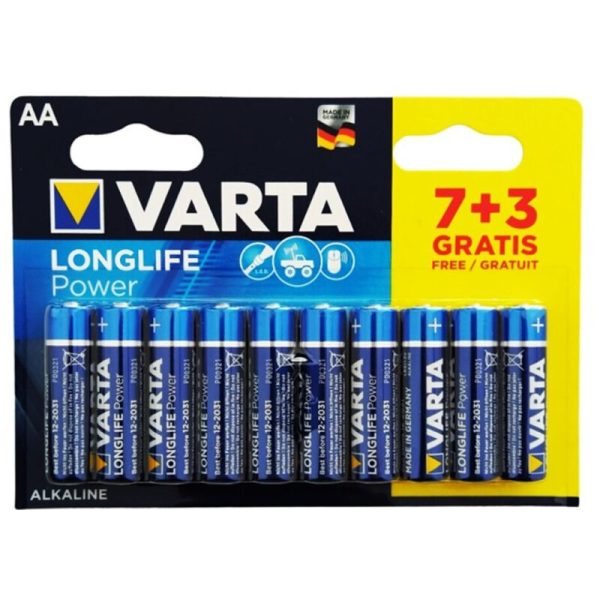 VARTA - BATERIA ALCALINA LONGLIFE POWER AA LR6 10 UNIDADES