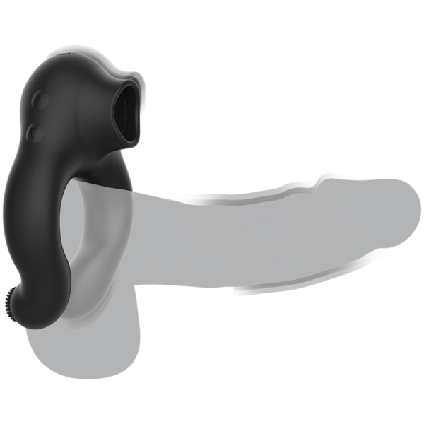 BLACK&SILVER - ANEL VIBRADOR DE SILICONE 3 MOTORES RECARREGÁVEIS PRETO - Image 5