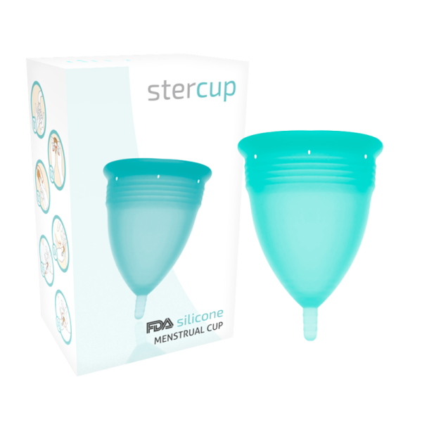 COPA MENSTRUAL STERCUP TAMANHO L AQUAMARINE COR FDA SILICONE