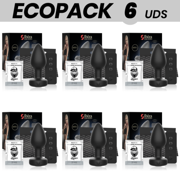 ECOPACK 6 UNIDADES - PLUG ANAL IBIZA CONTROLE REMOTO TAMANHO L