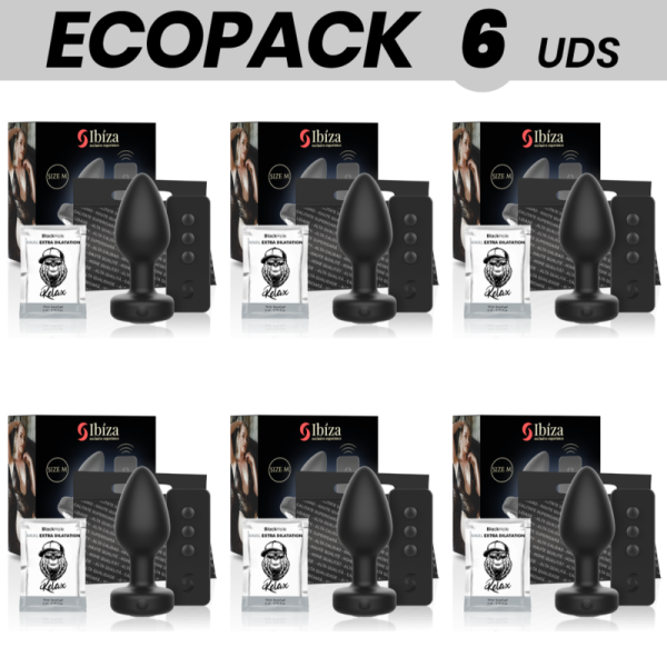 ECOPACK 6 UNIDADES - PLUG ANAL IBIZA CONTROLE REMOTO TAMANHO M