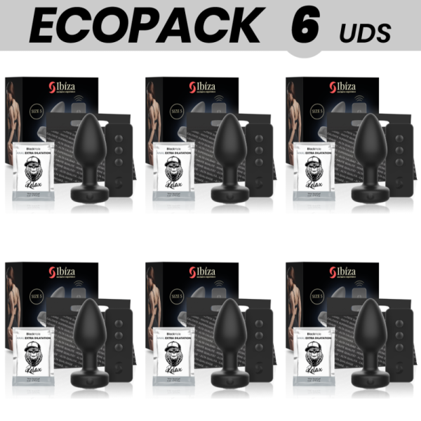 ECOPACK 6 UNITS - IBIZA REMOTE CONTROL ANAL PLUG VIBRATOR SIZE S