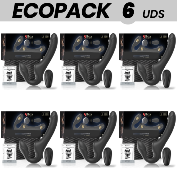 ECOPACK 6 UNITS - IBIZA STRAPLESS VIBRATOR WITH REMOTE CONTROL BUTTON