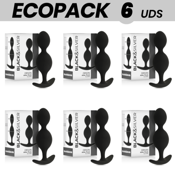 ECOPACK 6 UNIDADES - CORRENTE DE BOLA ANAL BLACK&SILVER ORSON 9 CM