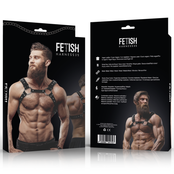 FETISH SUBMISSIVE ATTITUDE - ARNÊS DE PEITO DE COURO ECO MASCULINO COM PREGOS - Image 4