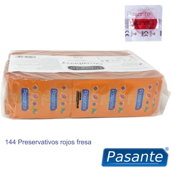 PASANTE - SACO DE PRESERVATIVO SABOR MORANGO 144 UNIDADES - Image 3