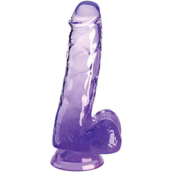 KING COCK CLEAR - PÊNIS REALISTA COM BOLAS 13,5 CM ROXO