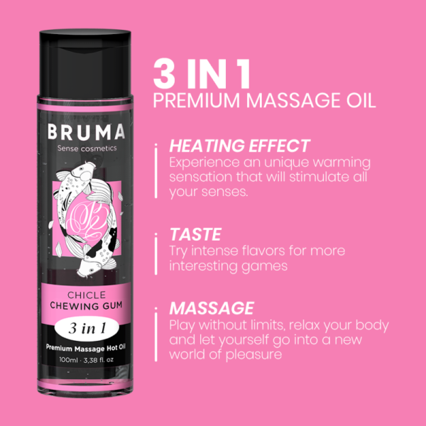 BRUMA - ÓLEO DE MASSAGEM PREMIUM EFEITO CALOR SABOR GOMA 3 EM 1 - 100 ML - Image 4