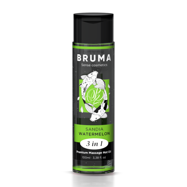 BRUMA - ÓLEO DE MASSAGEM PREMIUM EFEITO CALOR SABOR MELANCIA 3 EM 1 - 100 ML