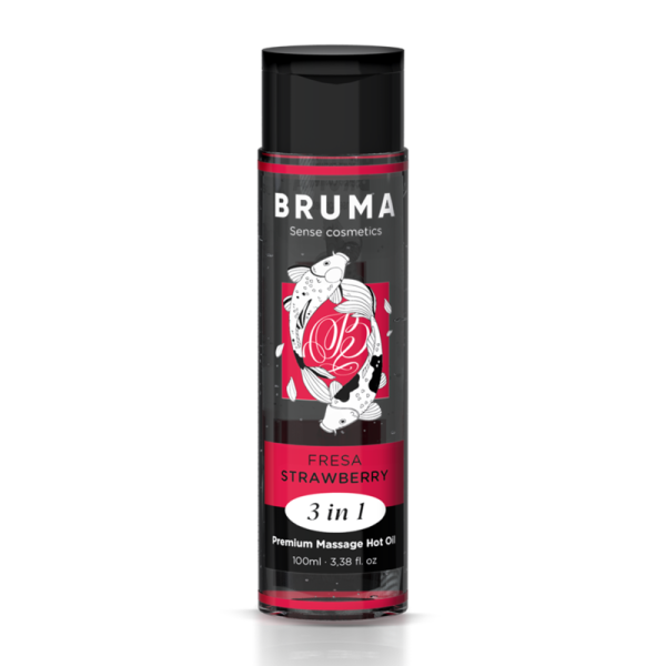 BRUMA - ÓLEO DE MASSAGEM PREMIUM EFEITO CALOR SABOR MORANGO 3 EM 1 - 100 ML